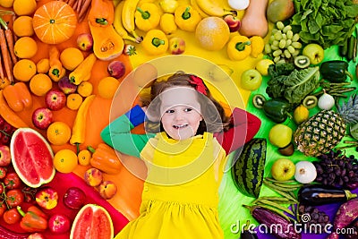 Healthy fruit and vegetable nutrition for kids Stock Photo