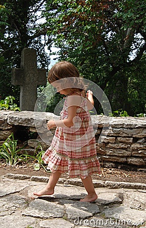 Little Girl Walking Stock Photo