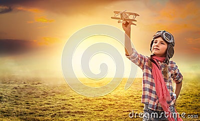 Little girl wants to be a pilot Stock Photo