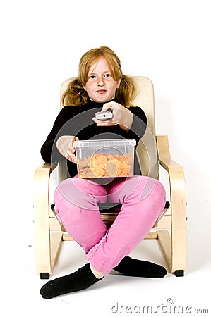 Little girl is zapping Stock Photo