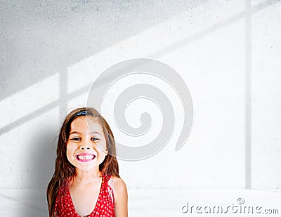 Little Girls Adorable BEautiful Cheerful Smiling Concept Stock Photo