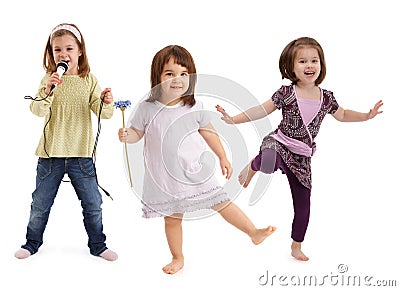 Little girls dancing having fun Stock Photo