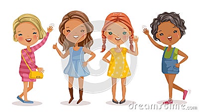 Little girls Vector Illustration