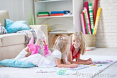 Little Girls Home Alone Stock Photo