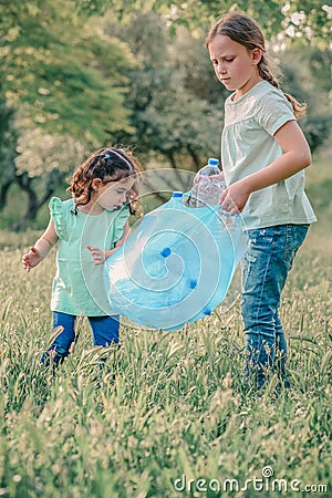 Two funny kids school and preschool volunteer charity environment. Stock Photo