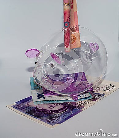 Little piggy kids financial holiday money saving Children& x27;s Current bank Accounts Stock Photo