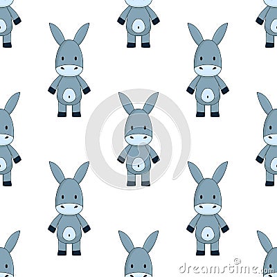 Little toy donkey, cute seamless background Vector Illustration