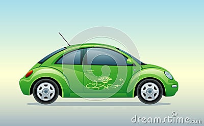 Little green car Vector Illustration