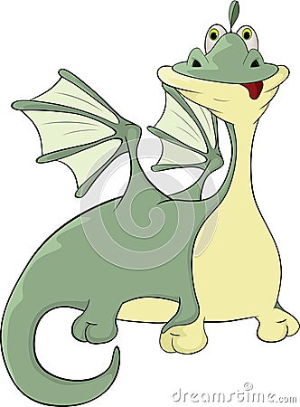 Little green dragon cartoon Vector Illustration