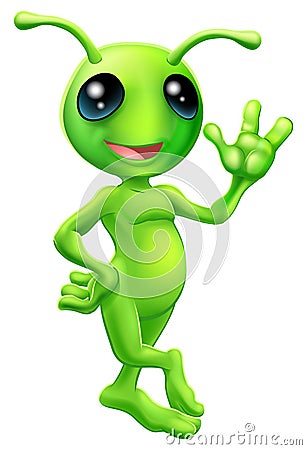 Little green man alien Vector Illustration