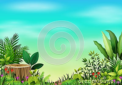 Little green plant botanical landscape Vector Illustration