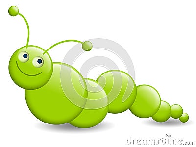 Little Green Worm or Grub Cartoon Illustration