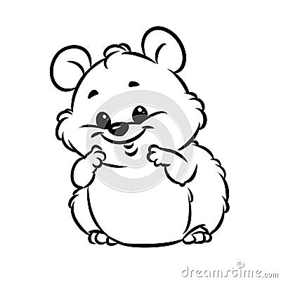 Little hamster animal character coloring page Cartoon Illustration