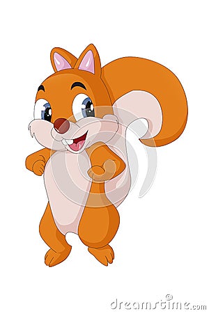 A little happy small orange squirrel with blue eyes design animal cartoon Vector Illustration