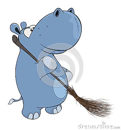 Little hippopotamus. Cartoon Vector Illustration