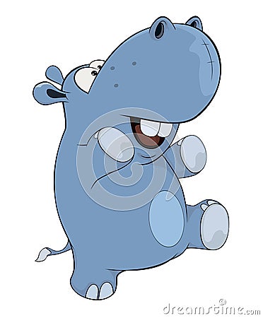 Little hippopotamus. Cartoon Vector Illustration
