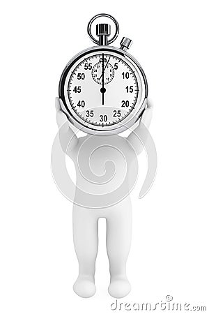 Little human character with Stopwatch Stock Photo