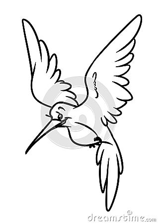 Little hummingbird bird animal character cartoon illustration coloring page Cartoon Illustration