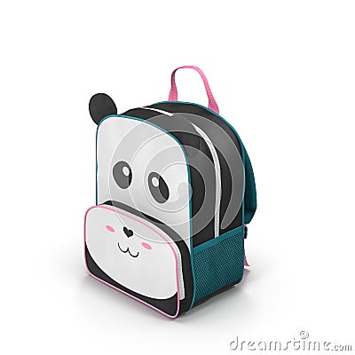 Little Kid Backpack Panda on a white. 3D illustration Cartoon Illustration