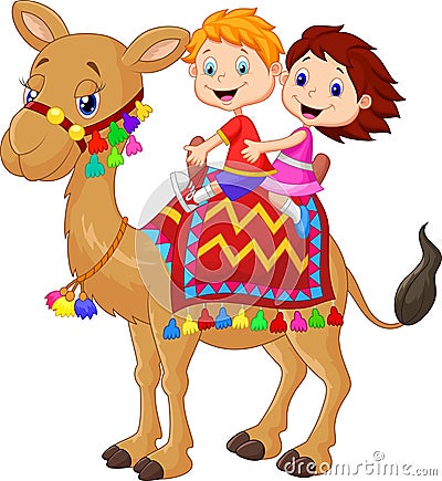 Little Kid Cartoon Riding Decorated Camel Stock Vector - Image: 45759624