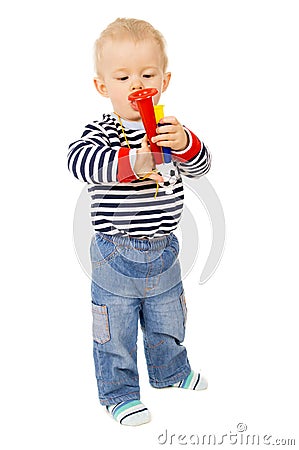 Little kid, and football beep Stock Photo