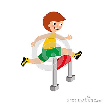 Little kid in obstacle race Vector Illustration