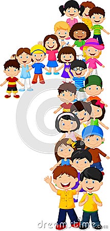 Little kids form number one Vector Illustration