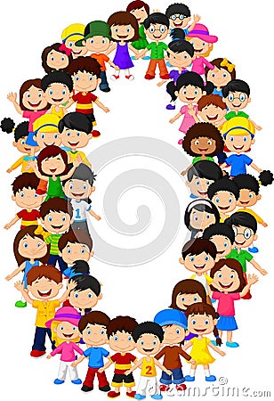 Little kids form number zero Vector Illustration