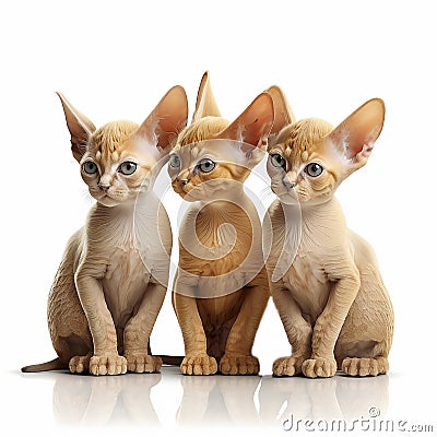 Little kittens of sphinx cats breed isolated on white, Stock Photo