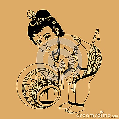 Little Krishna Vector Illustration