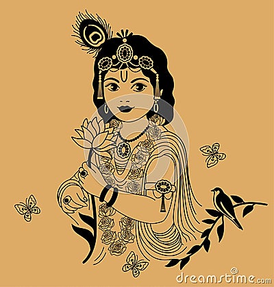 Little Krishna Vector Illustration