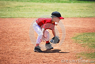 Little league short stop Stock Photo