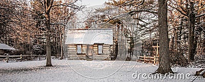 Little Log Cabin In The Woods Stock Photo