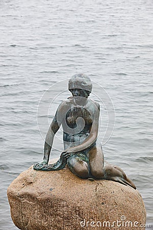 Little mermaid statue in Copenhagen. Landmark tourist attraction Denmark Editorial Stock Photo