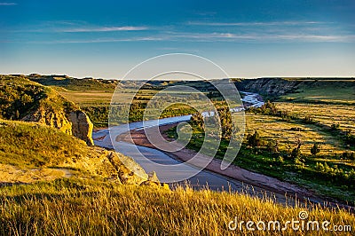 The Little Missouri River in the North Dakota Badlands Stock Photo