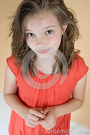 Little modest girl (8 years) Stock Photo