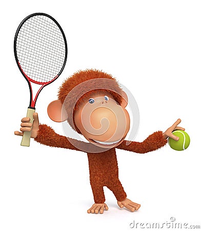 The little monkey plays tennis Stock Photo