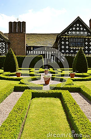 Little Moreton Hall Knot Garden Editorial Stock Photo