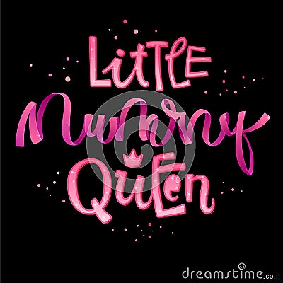 Little Mummy Queen quote. Hand drawn modern calligraphy Halloween party lettering logo phrase. Vector Illustration