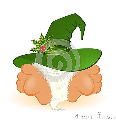 Little nice gnome is in a hat Vector Illustration