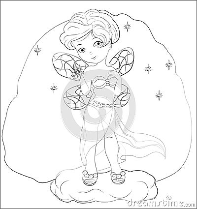Little night fairy Coloring book Stock Photo