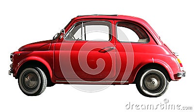 Little old vintage car. Italian industry. On white cropped Stock Photo
