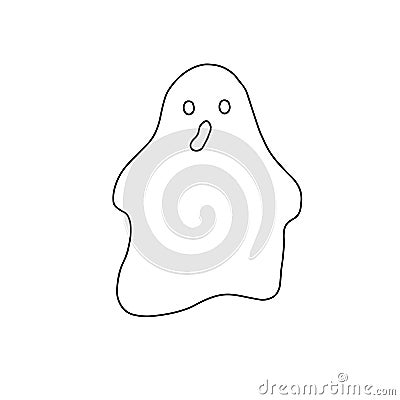 Little outline ghost with emotions vector illustration on the white background, cute spooky simple character Vector Illustration