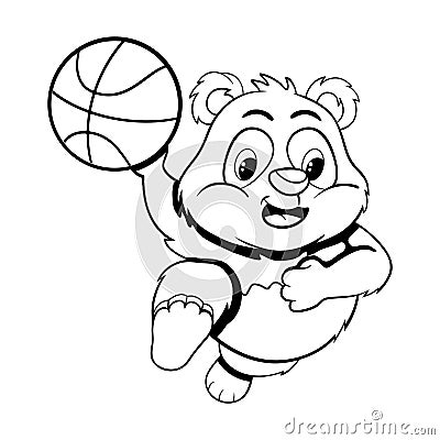 Little panda is playing basketball Vector Illustration