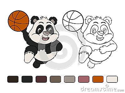 Little panda is playing basketball Vector Illustration
