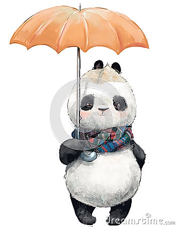 Little Panda with umbrella Stock Photo