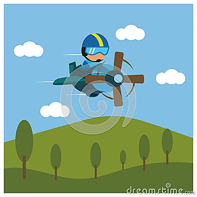 little pilot Vector Illustration