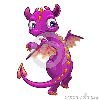 Little pink cartoon dragon Cartoon Illustration