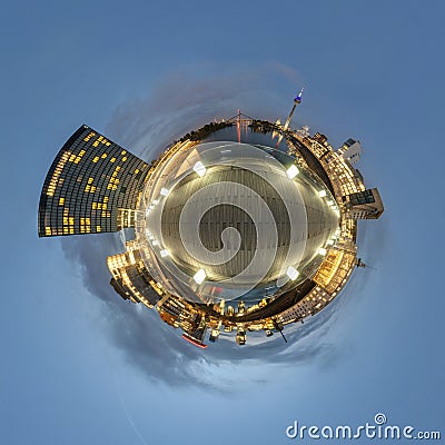 Little planet panorama of Dusseldorf Stock Photo