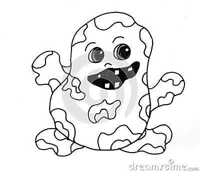 Little monster with spots on potato body Vector Illustration